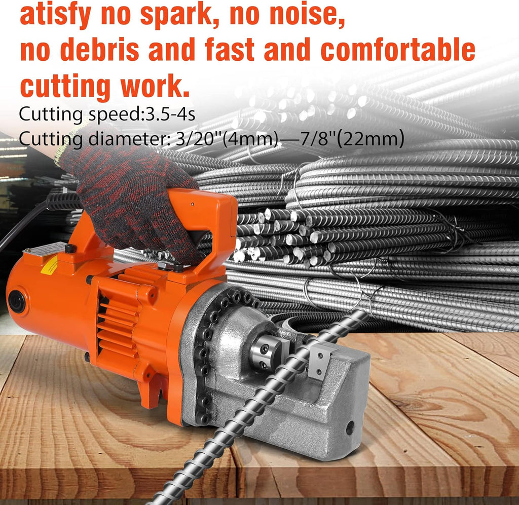 Electric Hydraulic Rebar Cutter, 1350W, Cutting up to 7/8 Inch 4-22mm #7 Rebar, with Replaceable Jaw Blades (AC 110V) T2773