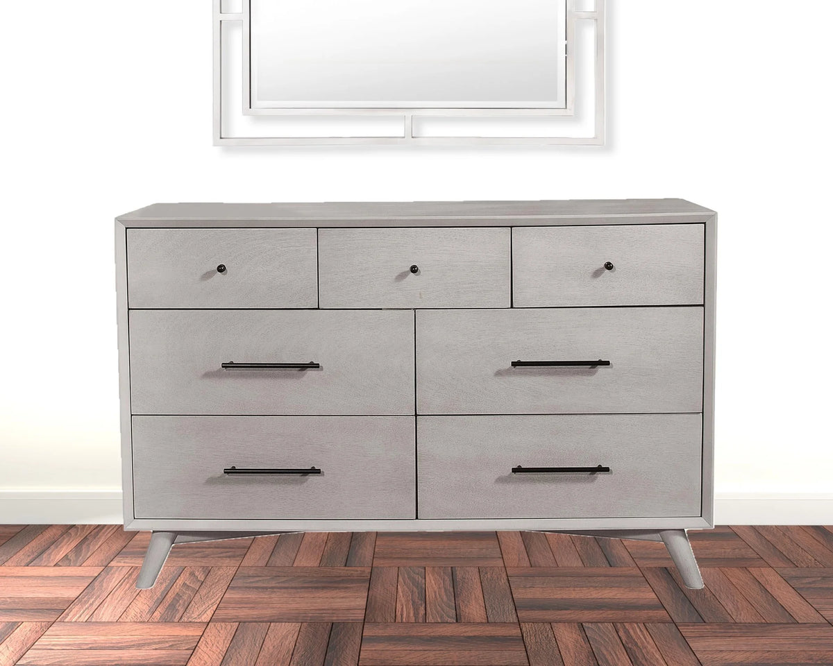 Gray Solid Wood Seven Drawer Double Dresser G436952