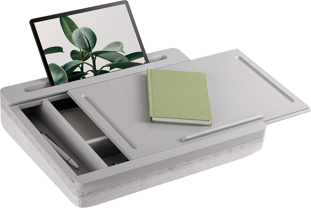 Calming Gray Storage Lap Desk with Sliding Lid U774119
