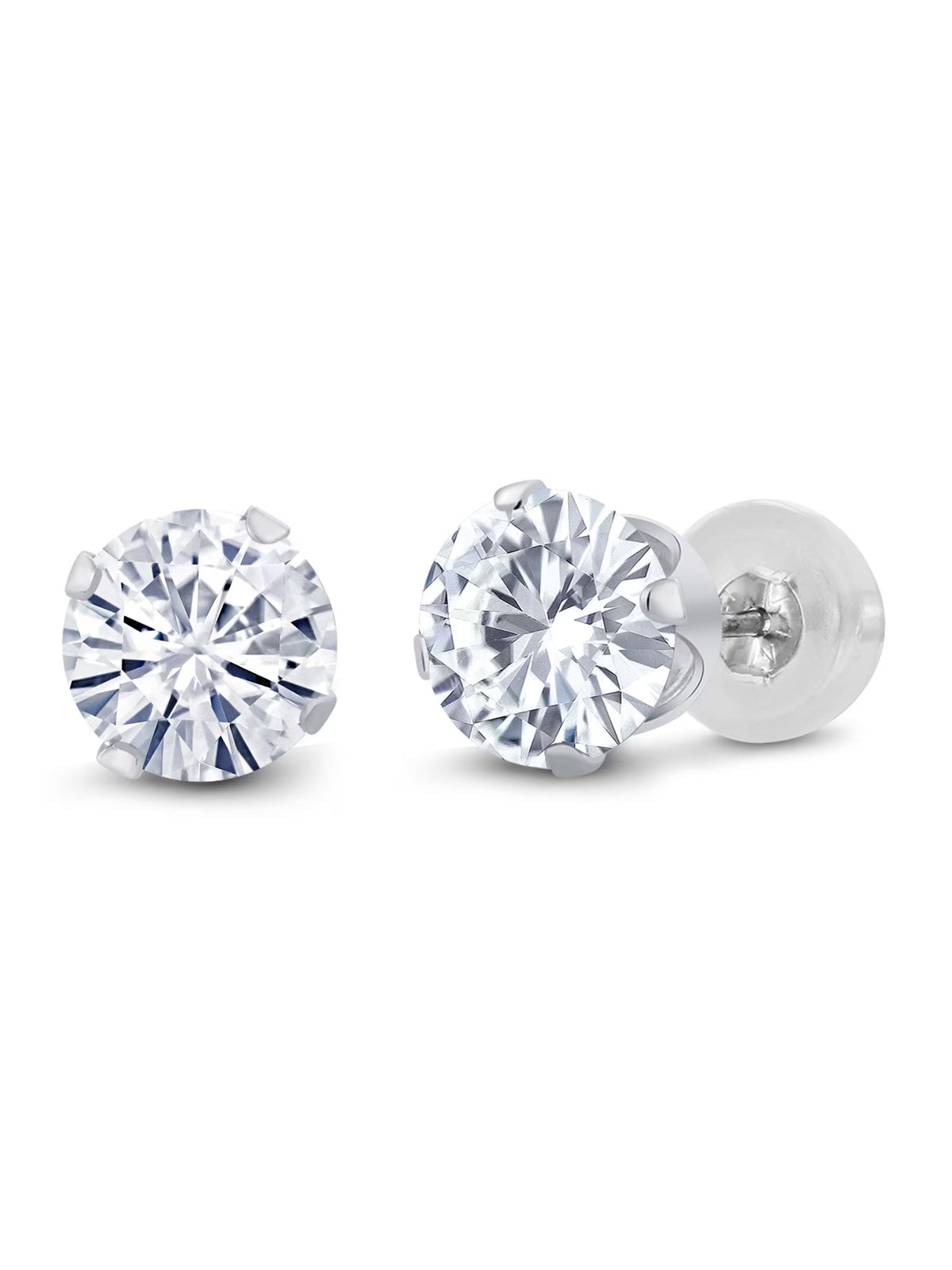 14K White Gold White Moissanite Stud Earrings (2.00 Cttw, Round 6.5MM) H872780