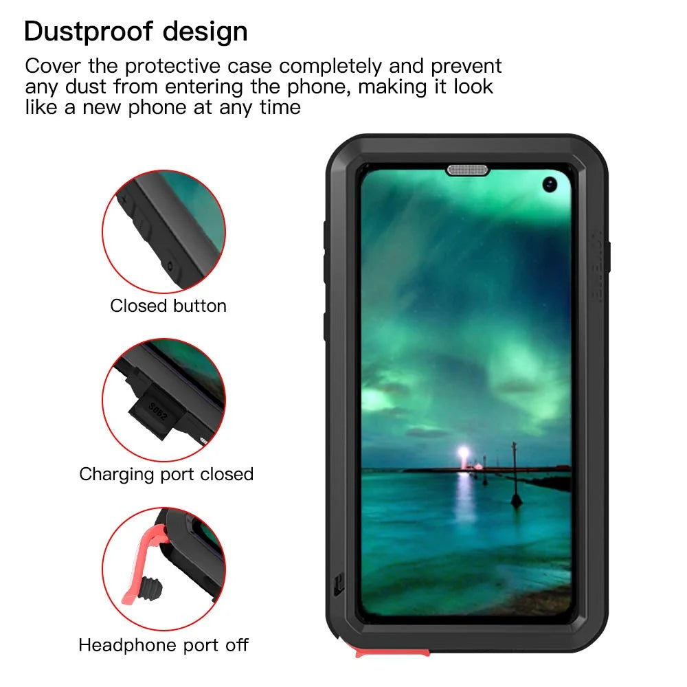 Black Heavy Duty Aluminum Metal Case for Samsung Galaxy S10 Plus L952916