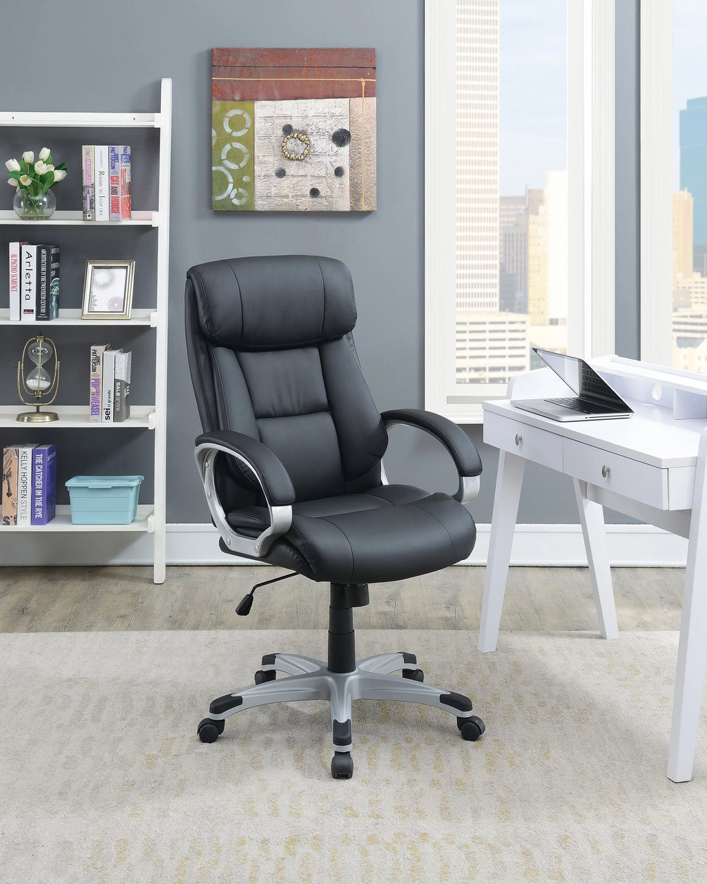 Faux Leather Office Chair in Black Y14140