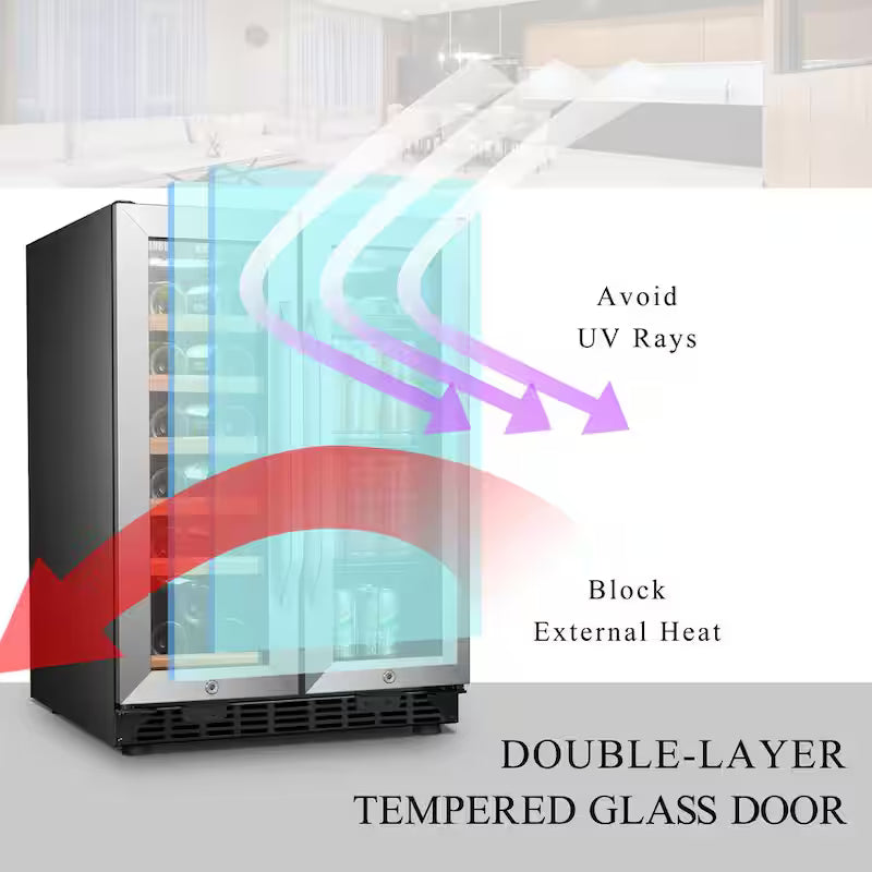 18-Bottle 55-Can Dual Zone Stainless Steel Wine Refrigerator H257