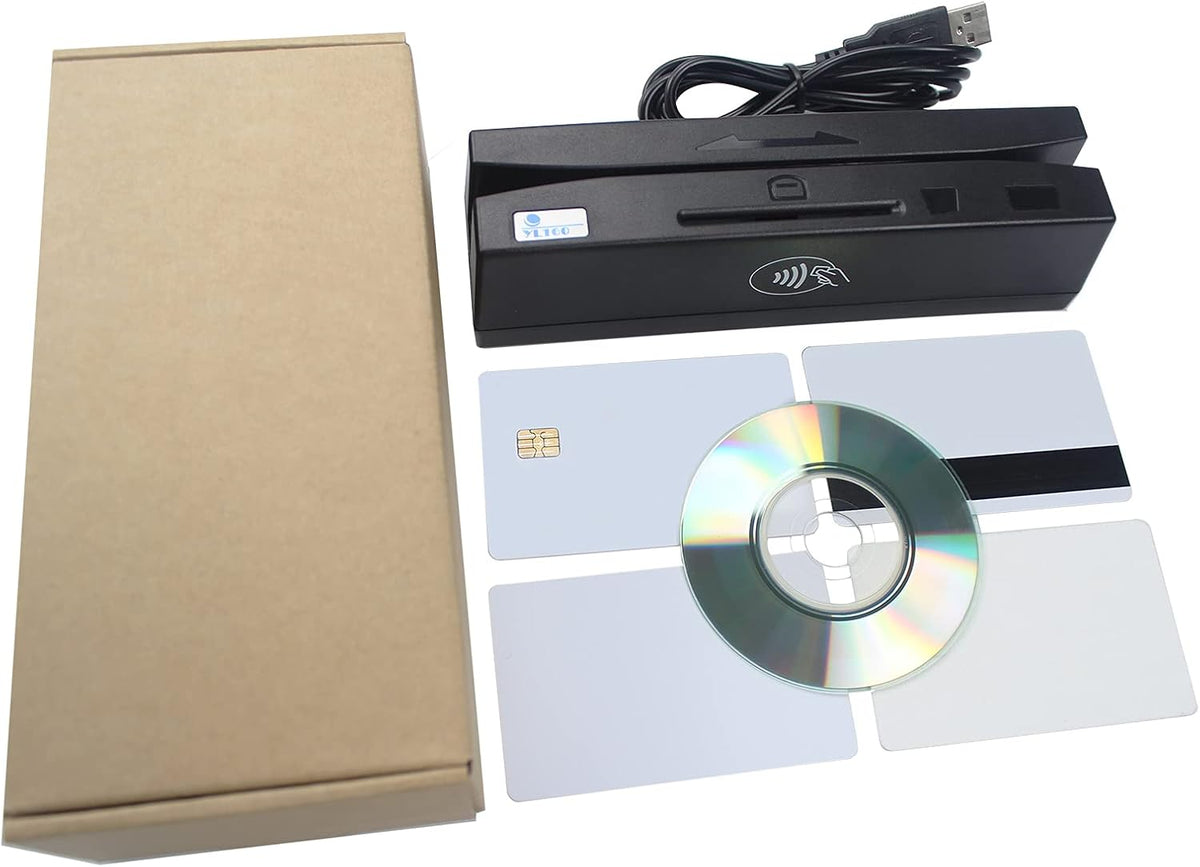 USB 4 in 1 Magnetic Card Reader with EMV Chip, PSAM, NFC Card Reader Writer Y784