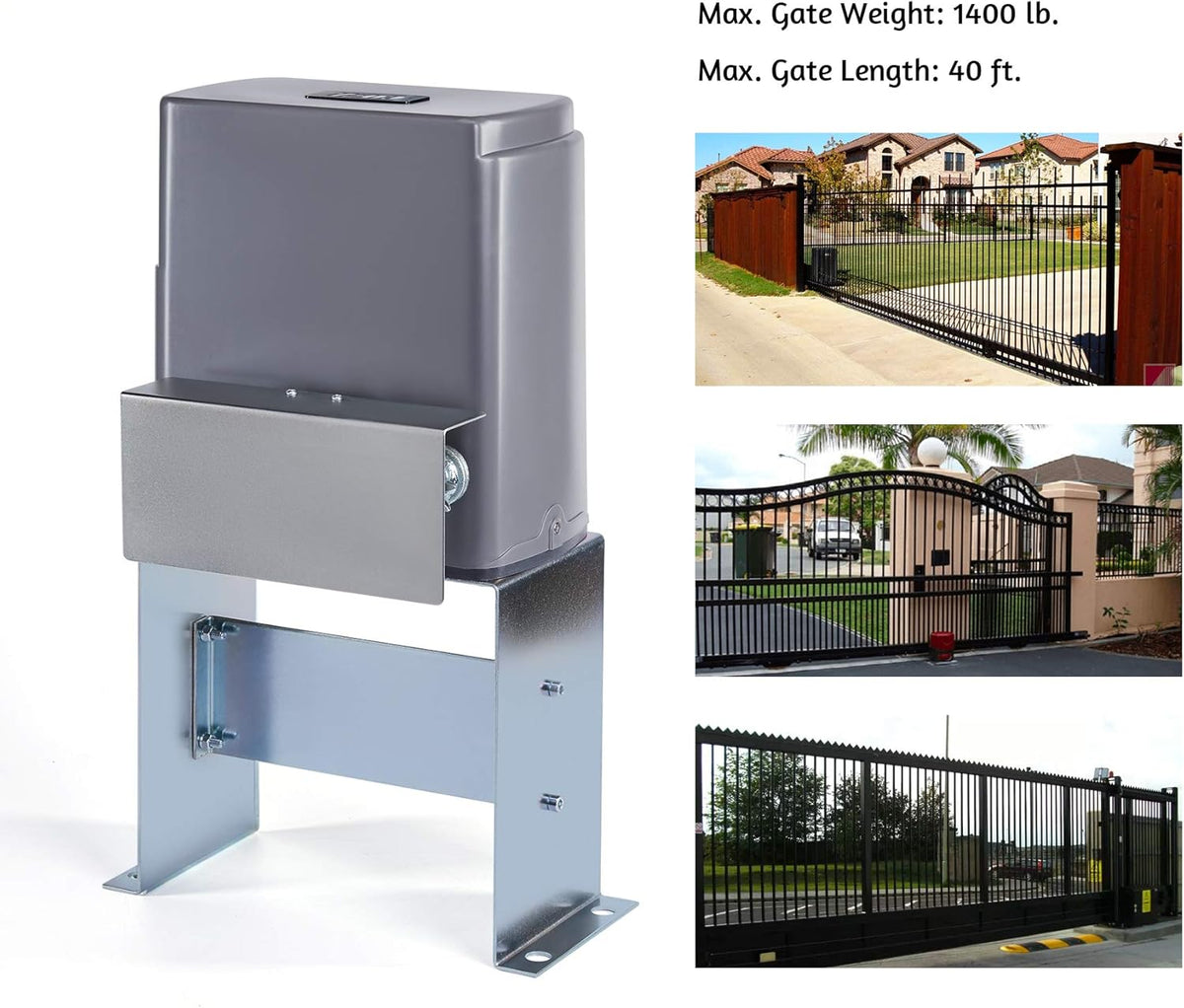 Automatic Sliding Gate Opener with 2 Remote Controls, Electric Motor, Complete Hardware Kit for Sliding Gate Up to 40 Feet N73144