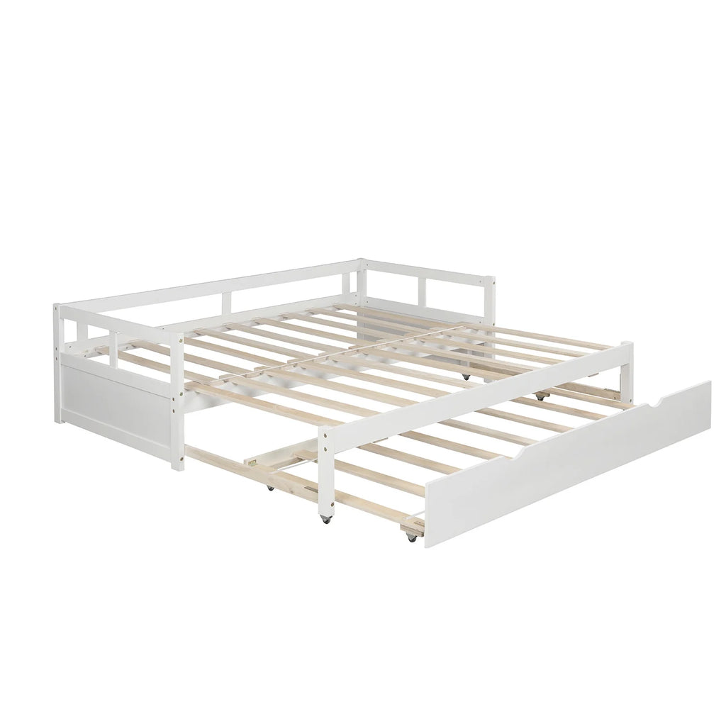 White Wooden Sofa Bed with Rollers R4551