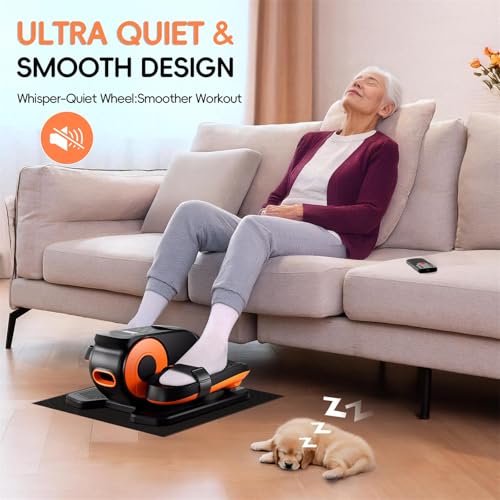 Under Desk Elliptical Machine, Quiet Portable Mini Electric Seated Pedal Exerciser, 12 Adjustable Speeds D416812