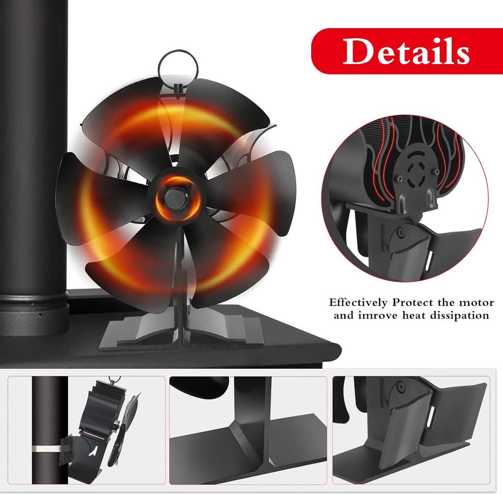 6 Blades Stove Fan with Thermometer Strip K5908