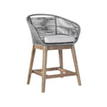 26 Inch Teak Wood Rope Woven Counter Stool Chair I503335