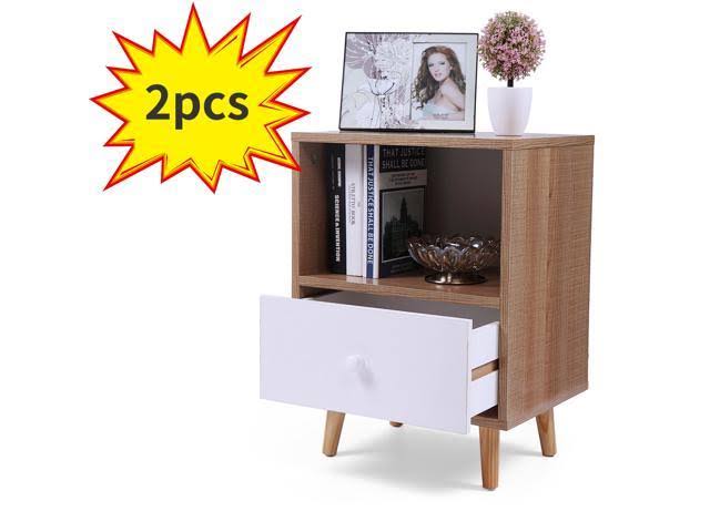 Set of 2 White Night Stand with Drawer K446051