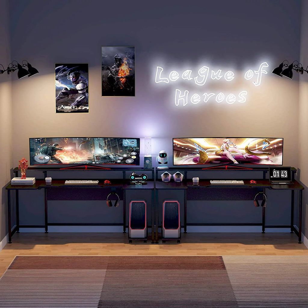 Black U Shaped Computer Desk with Hutch G6786