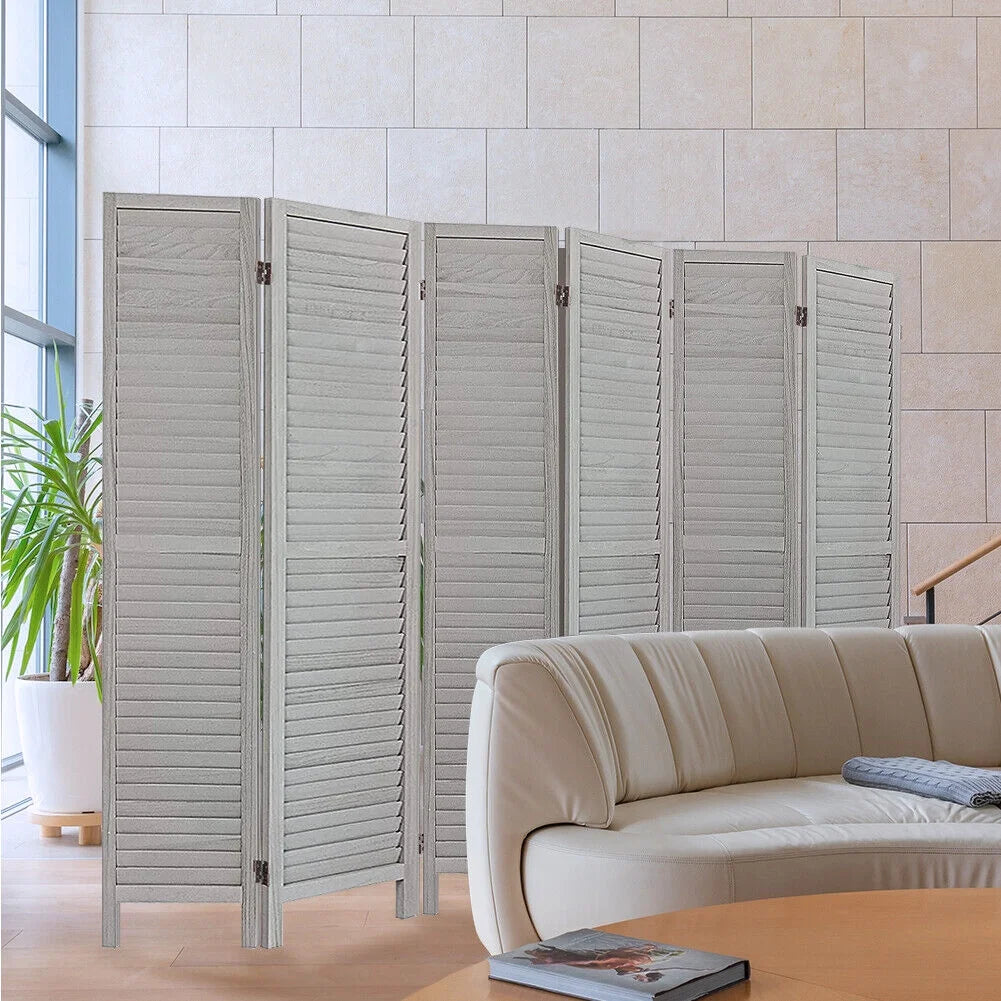 6 Panel Gray Wood Room Divider M34980