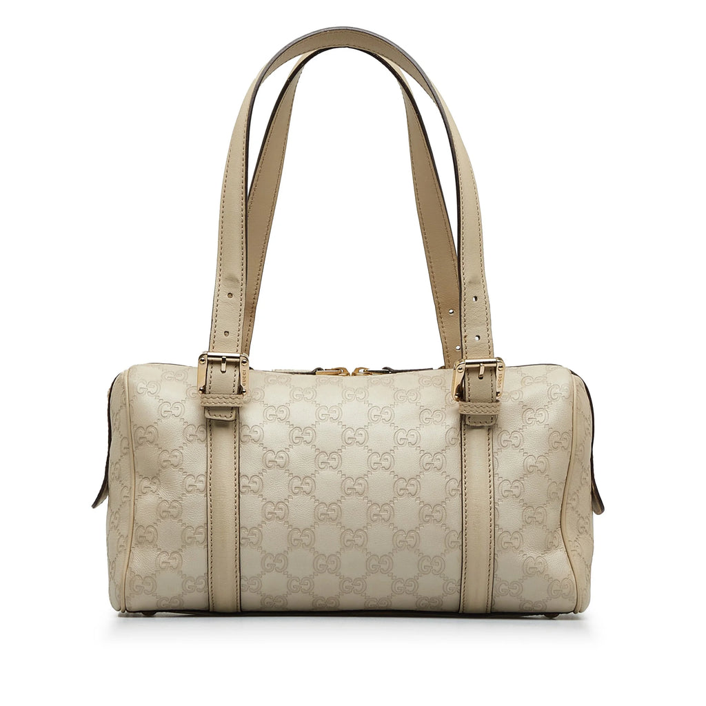 White Calf Leather Boston Bag T50942