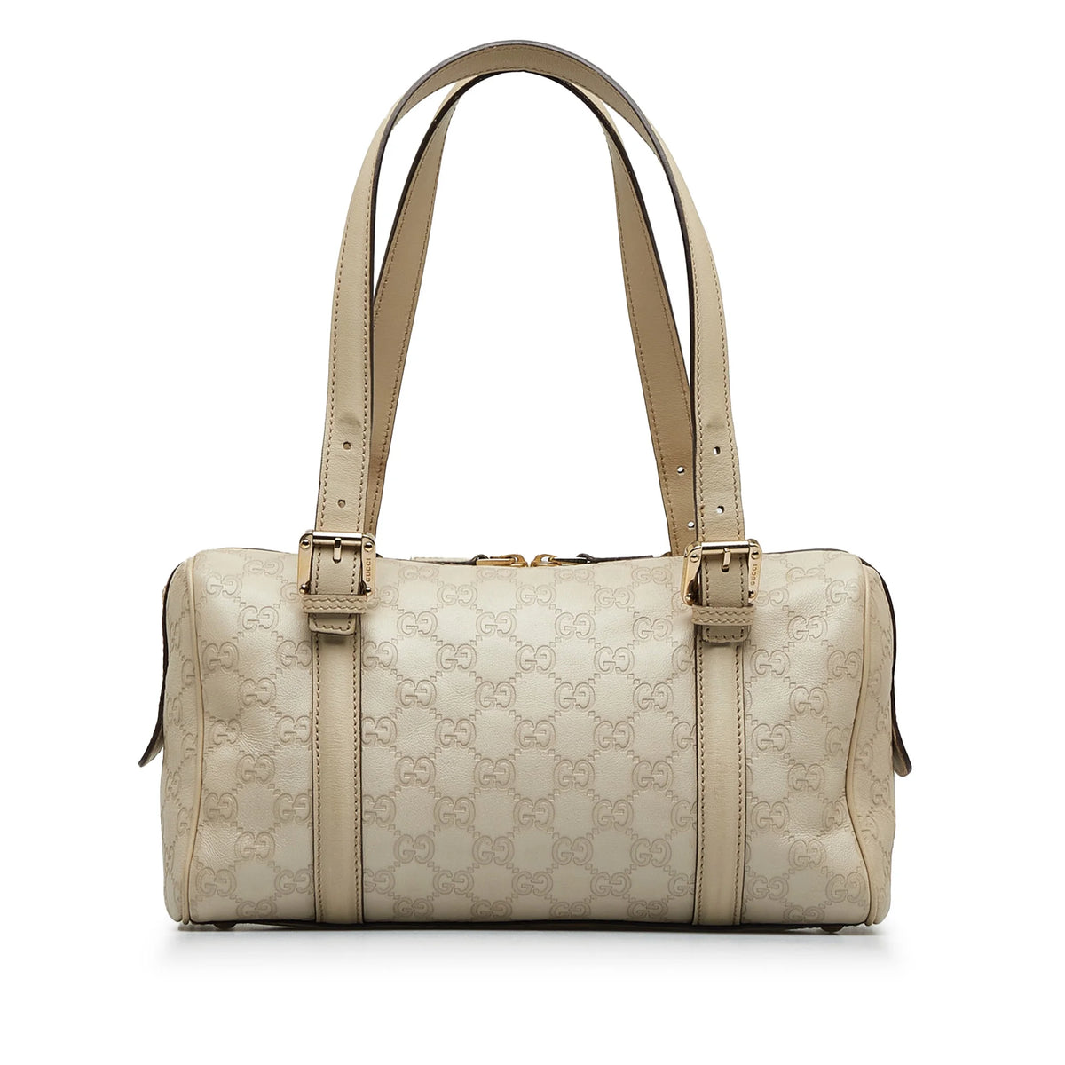 White Calf Leather Boston Bag T50942