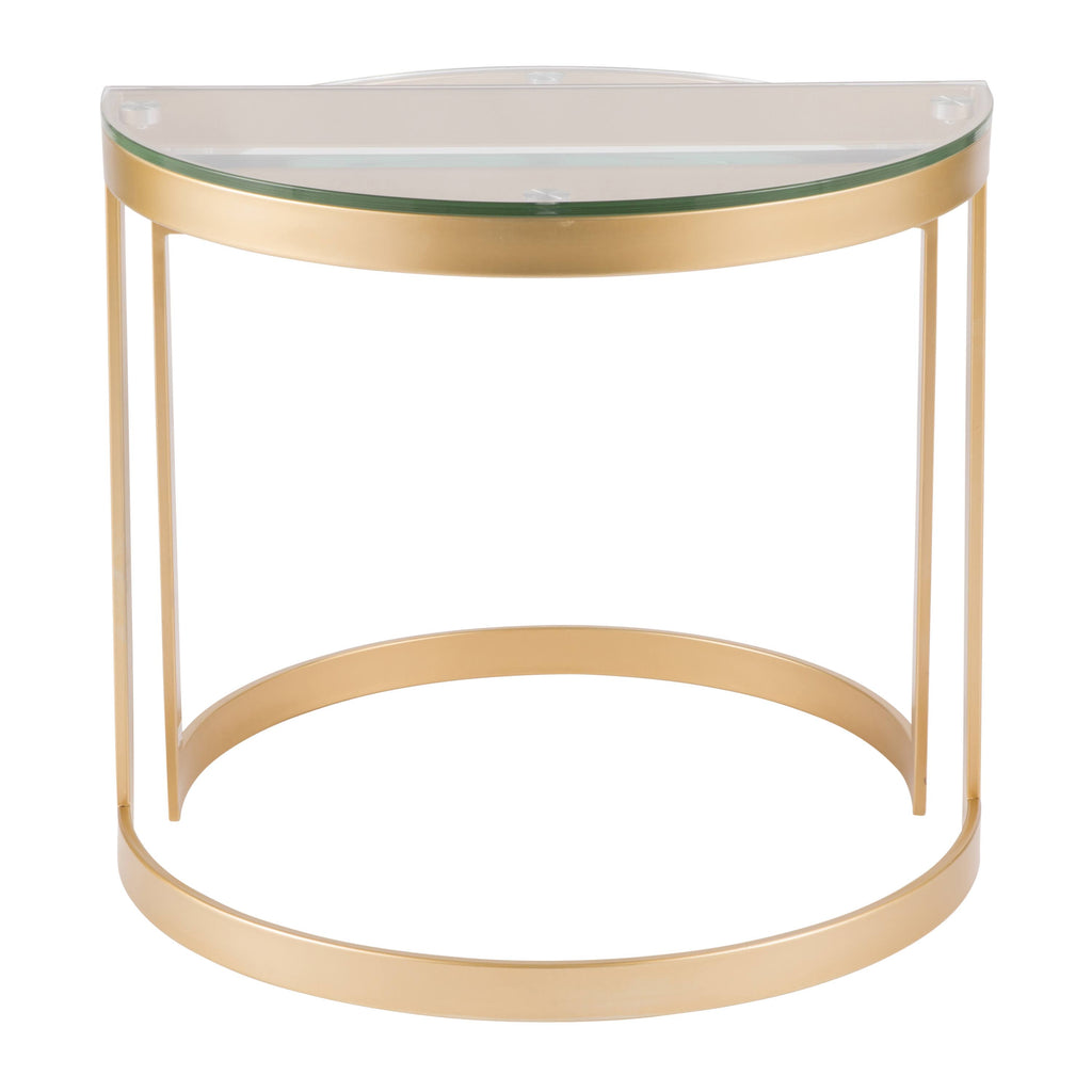 Nesting Tables Gold Clear Glass Top Set of 2 T96510