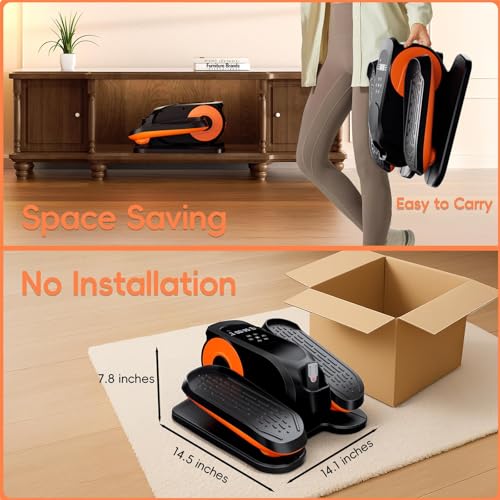 Under Desk Elliptical Machine, Quiet Portable Mini Electric Seated Pedal Exerciser, 12 Adjustable Speeds D416812