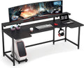 Black U Shaped Computer Desk with Hutch G6786