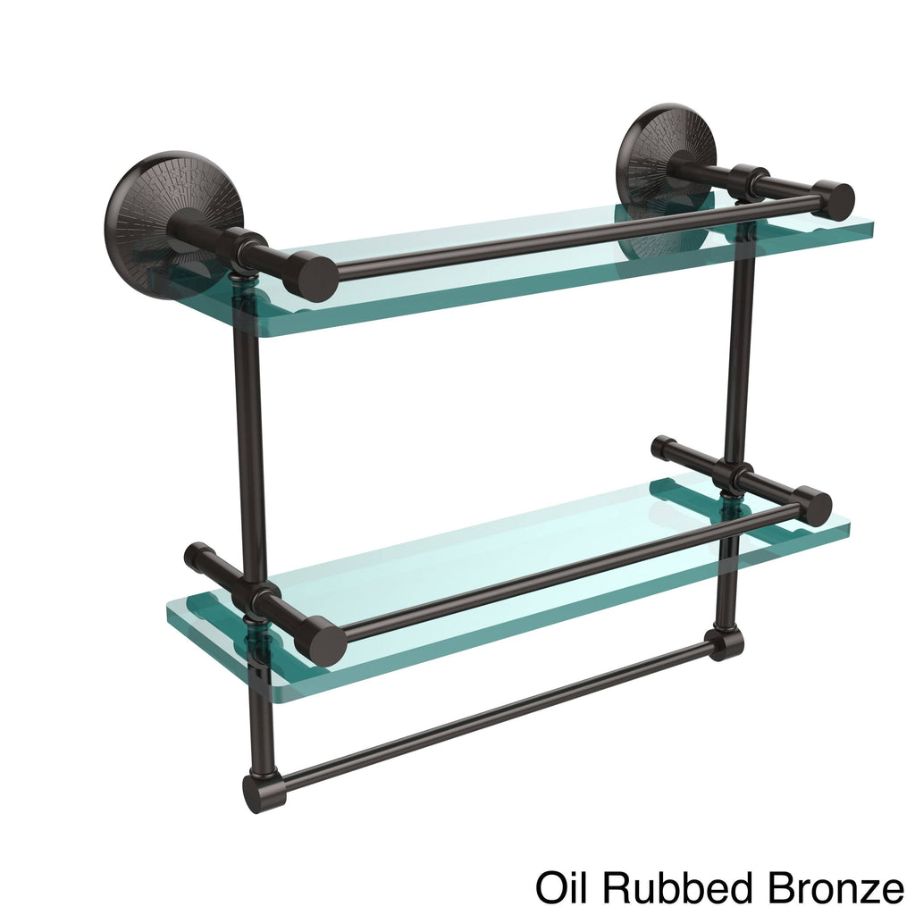 Oil Rubbed Bronze Double Glass Shelf with Towel Bar N927
