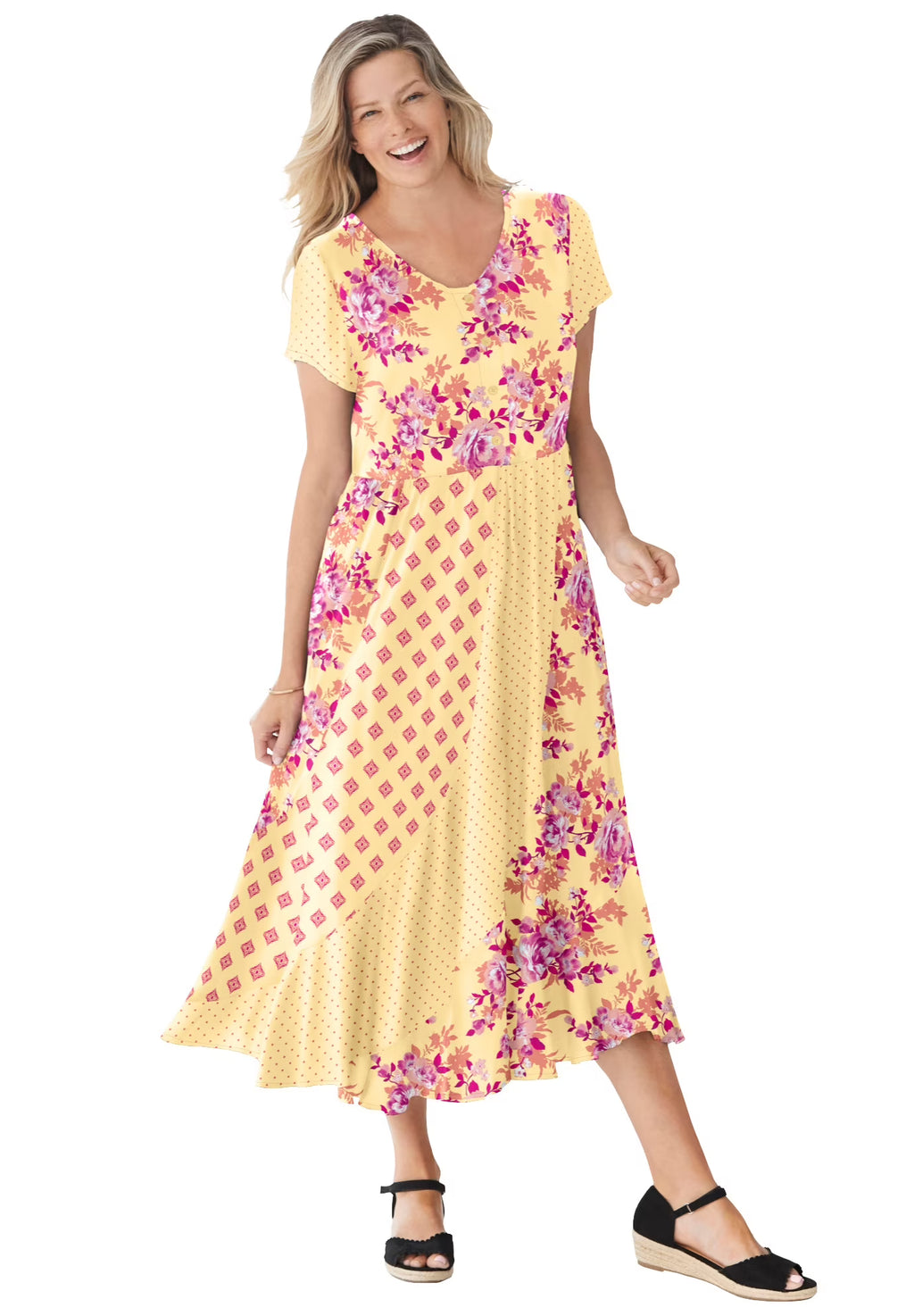 Plus Size Petite Rose Garden Maxi Dress N214416