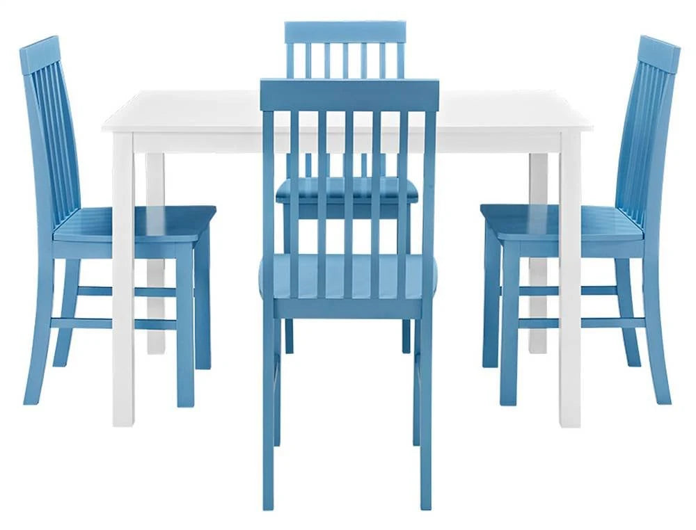 5-Piece White Powder Blue Dining Set C519