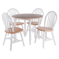 Drop Leaf Dining Table with Chairs Set of 5 Beige and White N889
