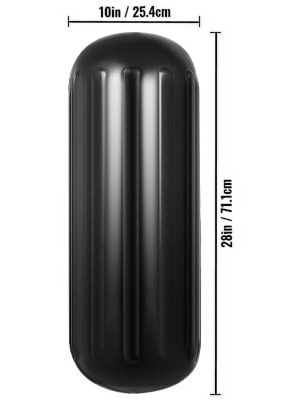 4 New Ribbed Boat Fenders 10" X 28" Black Center Hole Bumpers W925