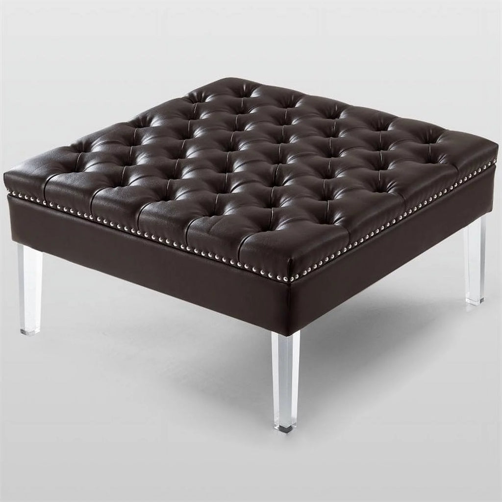 Espresso Oversized Faux Leather Tufted Ottoman M116618