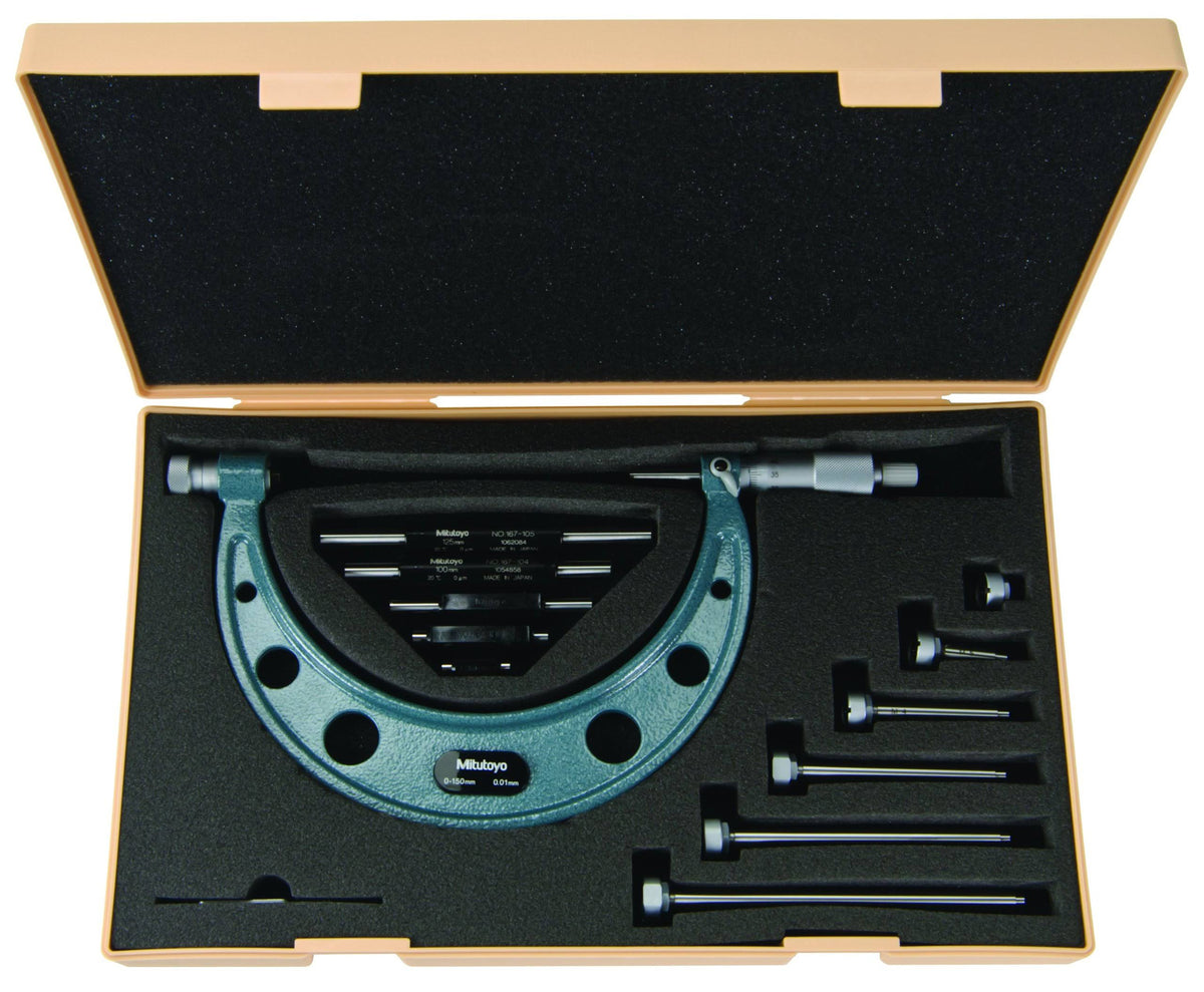 Outside Micrometer with Interchangeable Anvils, 100-200mm Range W85931