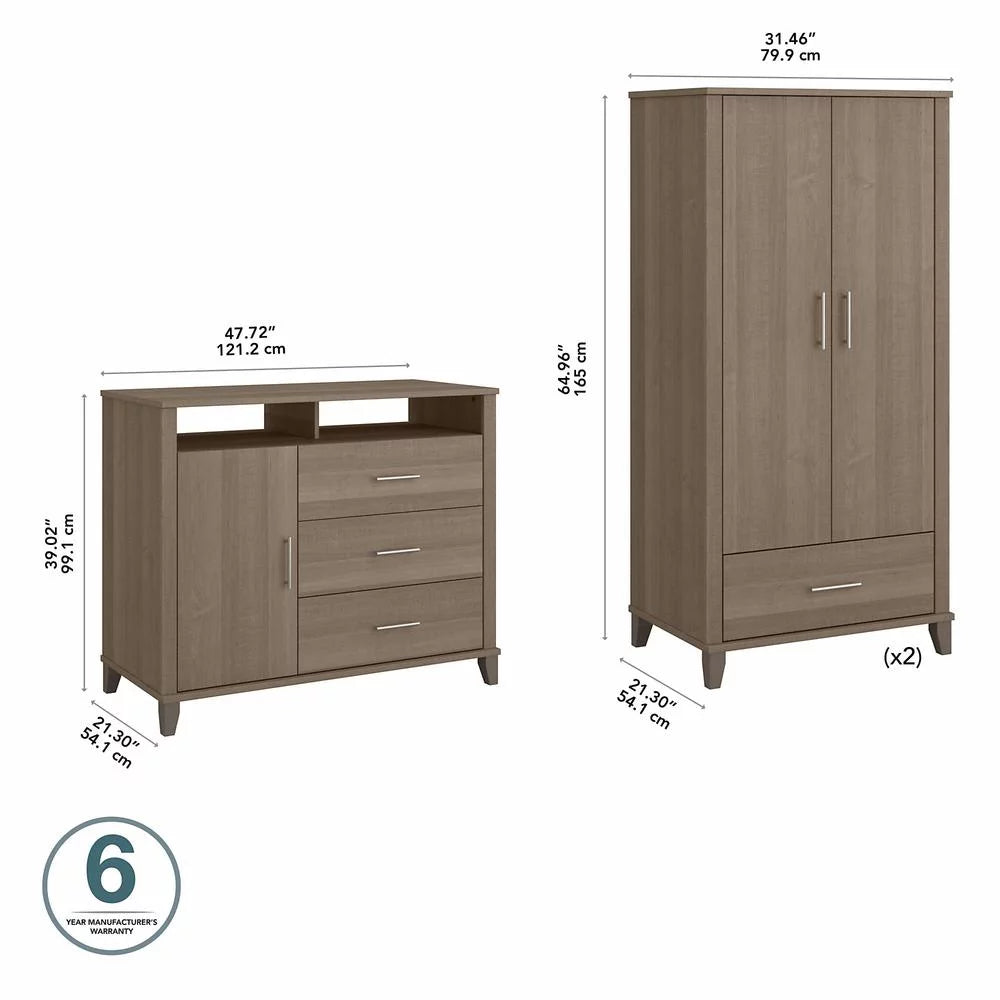 Ash Gray Engineered Wood Armoire Dresser TV Stand V267515