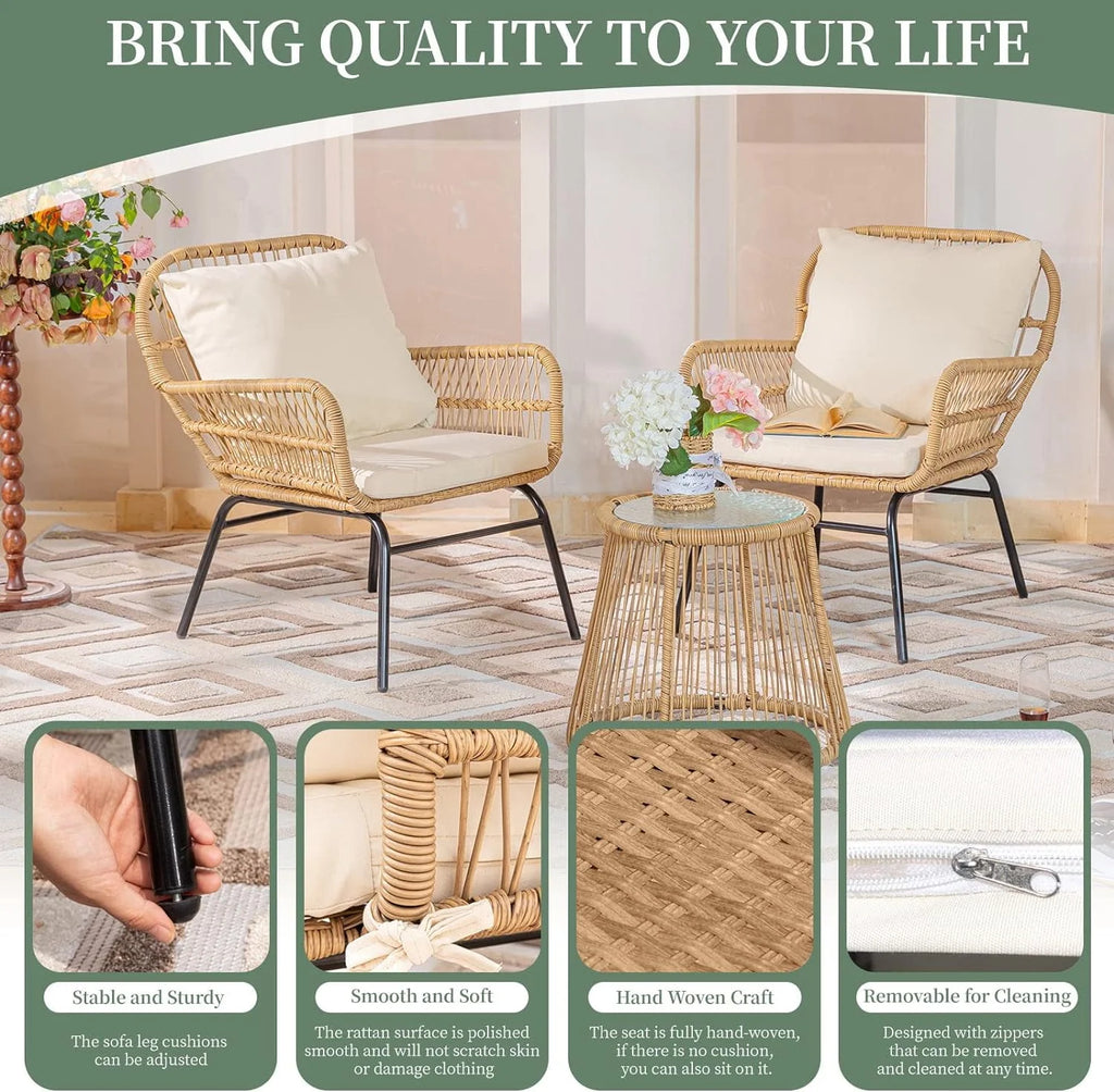 Beige Wicker Outdoor Sectional Sofa U936370