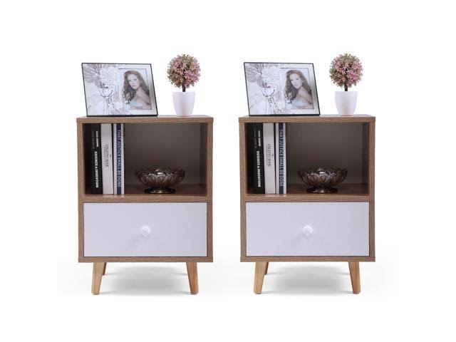 Set of 2 White Night Stand with Drawer K446051