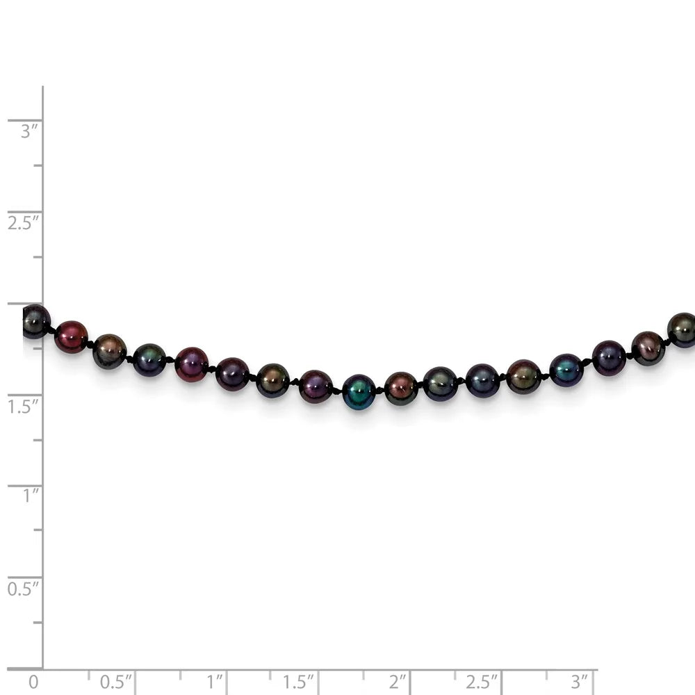 14K Yellow Gold Pearl Chain Necklace 4-5 mm Black Freshwater Cultured 16 inch X344