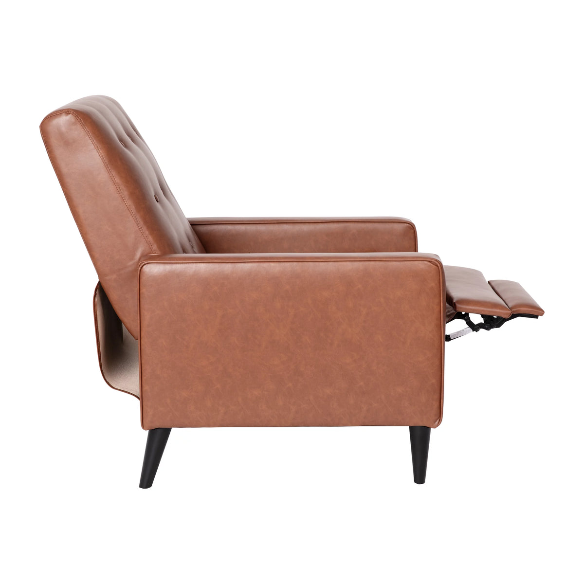 Cognac Brown Faux Leather Recliner with Wooden Legs V642459