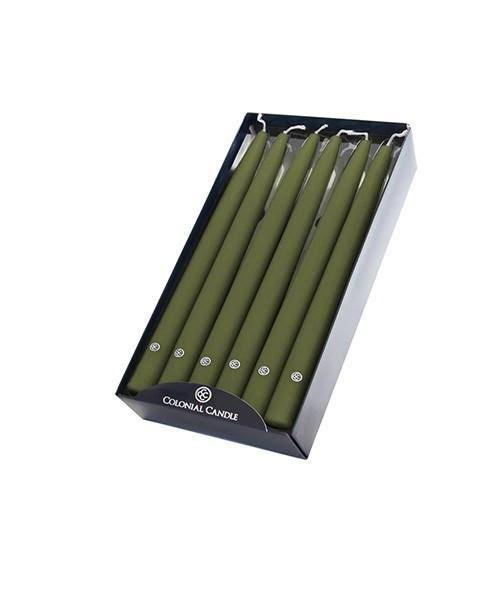 Moss Green 12x22 Taper Candles A5354