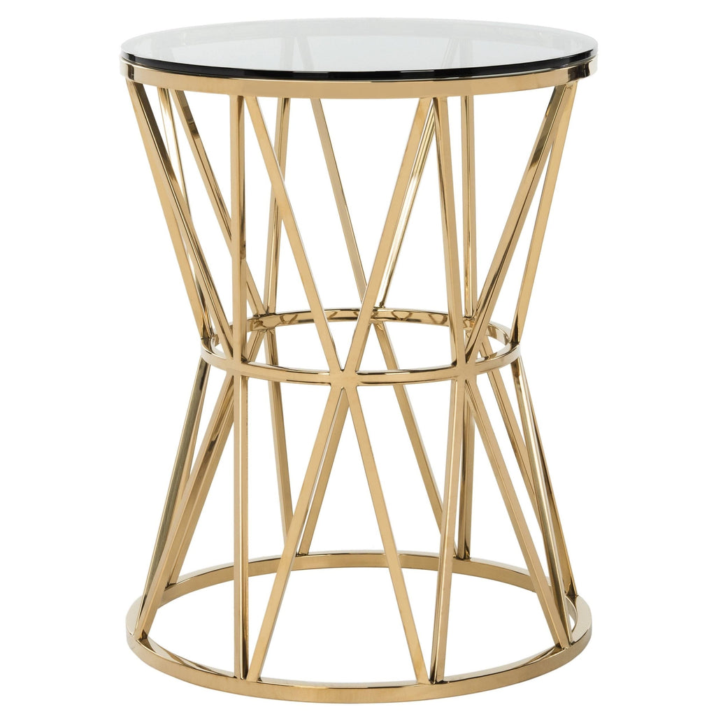 Gold Glass Top End Table L86708