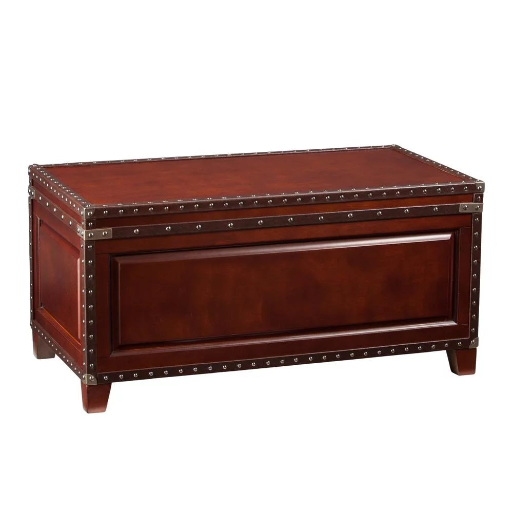 40 in. Solid Wood & Metal Rectangular Coffee Table, Brown D30092