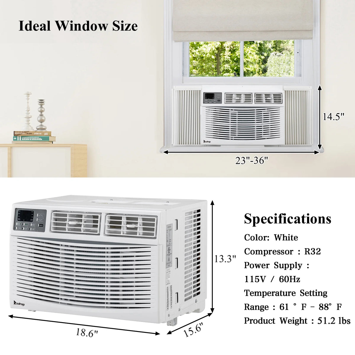8,000 BTU White Window Air Conditioner H51313