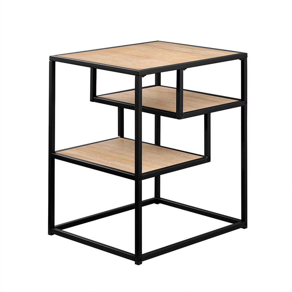 16" Metal and Wood Side Table C3083