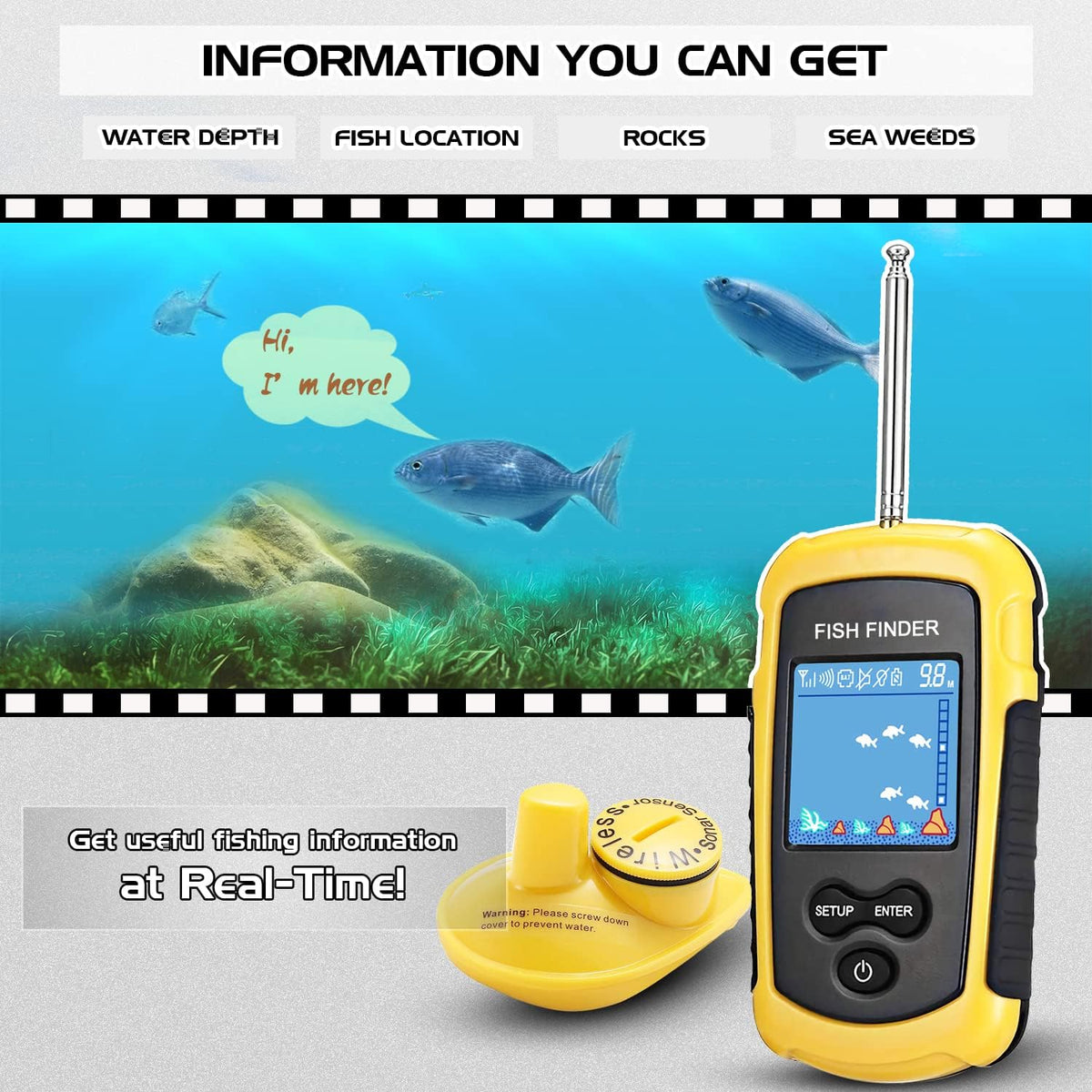 Castable Wireless Portable Fish Finder Sonar Detector Pack of 2 T58340