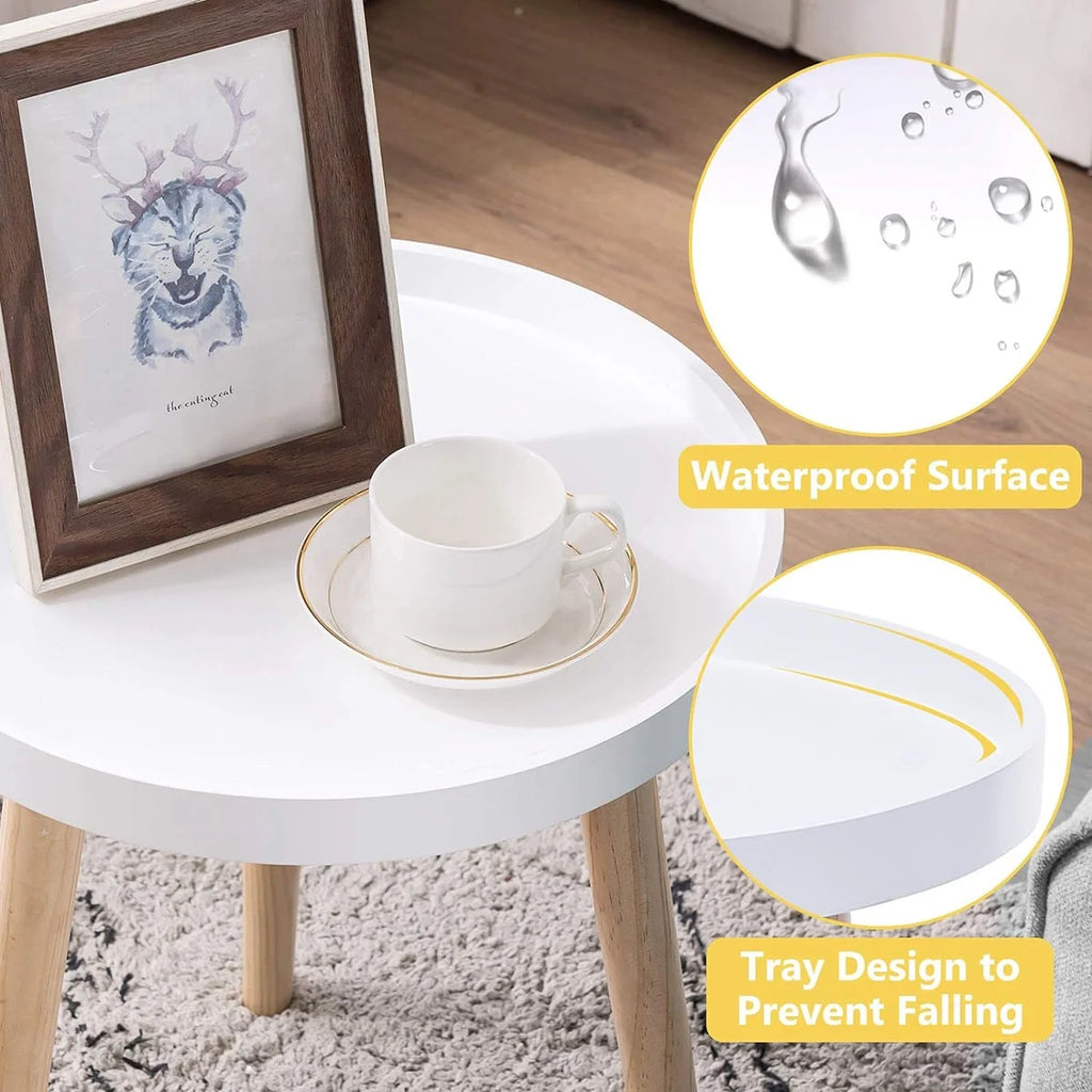 Round White Tray Side Table L593