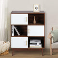 Walnut Storage Cabinet with Doors and Open Shelves X73589