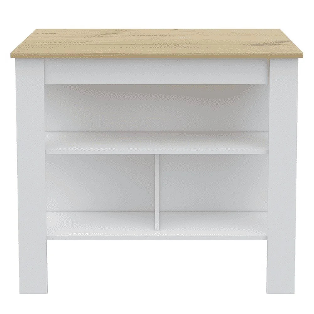 7-Shelf 4-Door 2-piece Kitchen Set White and Light Oak T2197