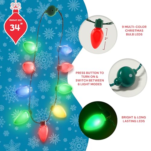 4 Pack LED Light Up Christmas Bulb Necklace Y518187