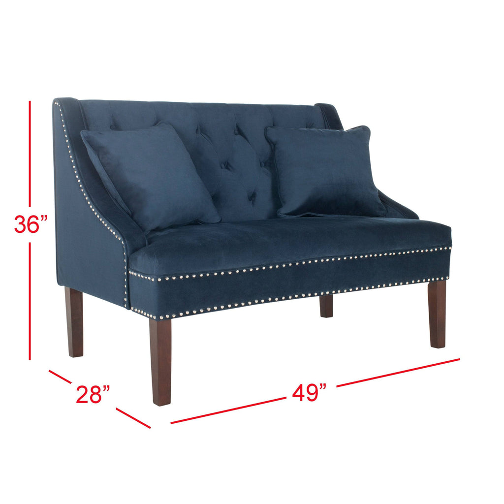 Grey Linen Settee with Silver Nailheads U670