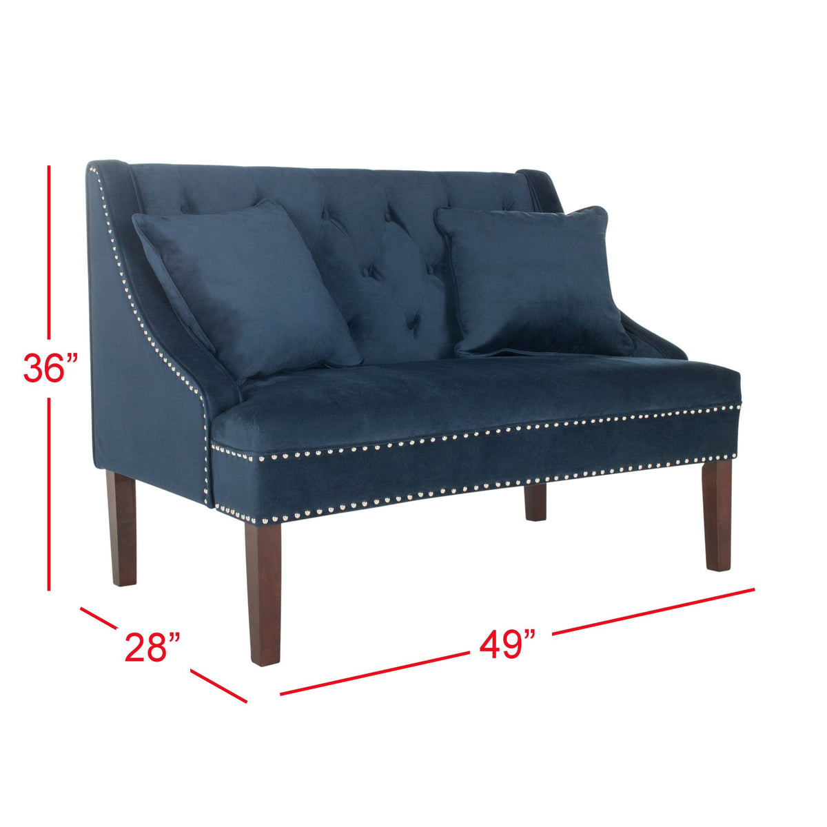 Grey Linen Settee with Silver Nailheads U670