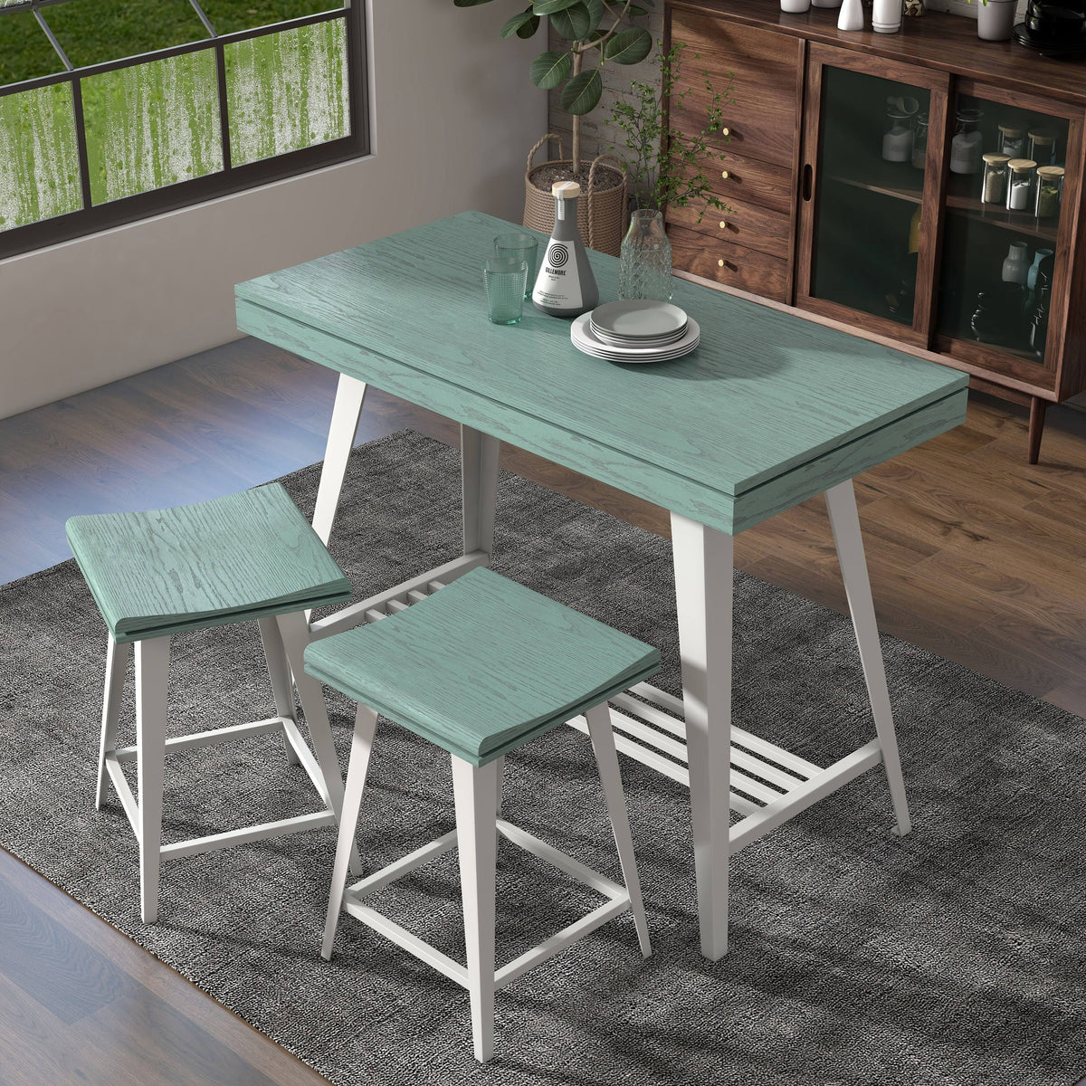 3-Piece Counter Height Table Set Dark Oak F280260