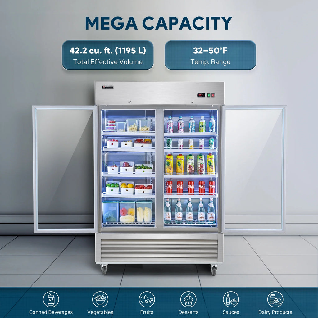 54" 2 Glass Door Display Refrigerator with 42.2 cu. ft. Capacity A510