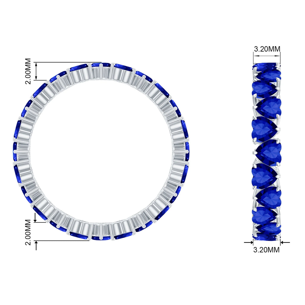 Heart Shape Lab Created Blue Sapphire Eternity Ring, 925 Sterling Silver Z98043