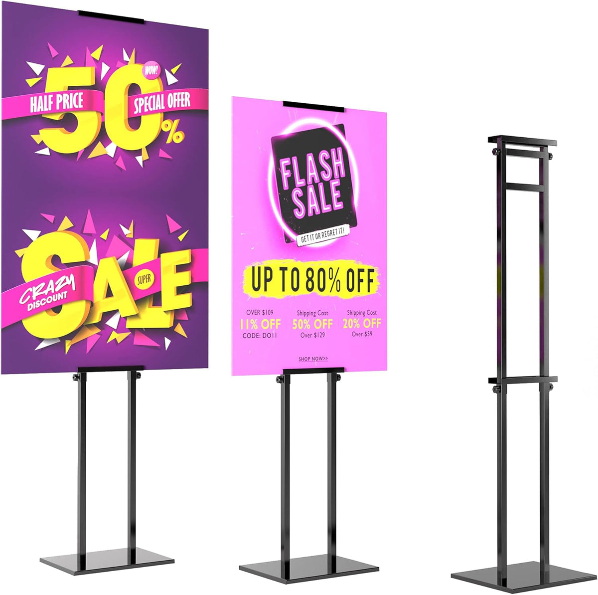 Adjustable Double-Sided Poster Stand with Base, Pack of 2 G265786