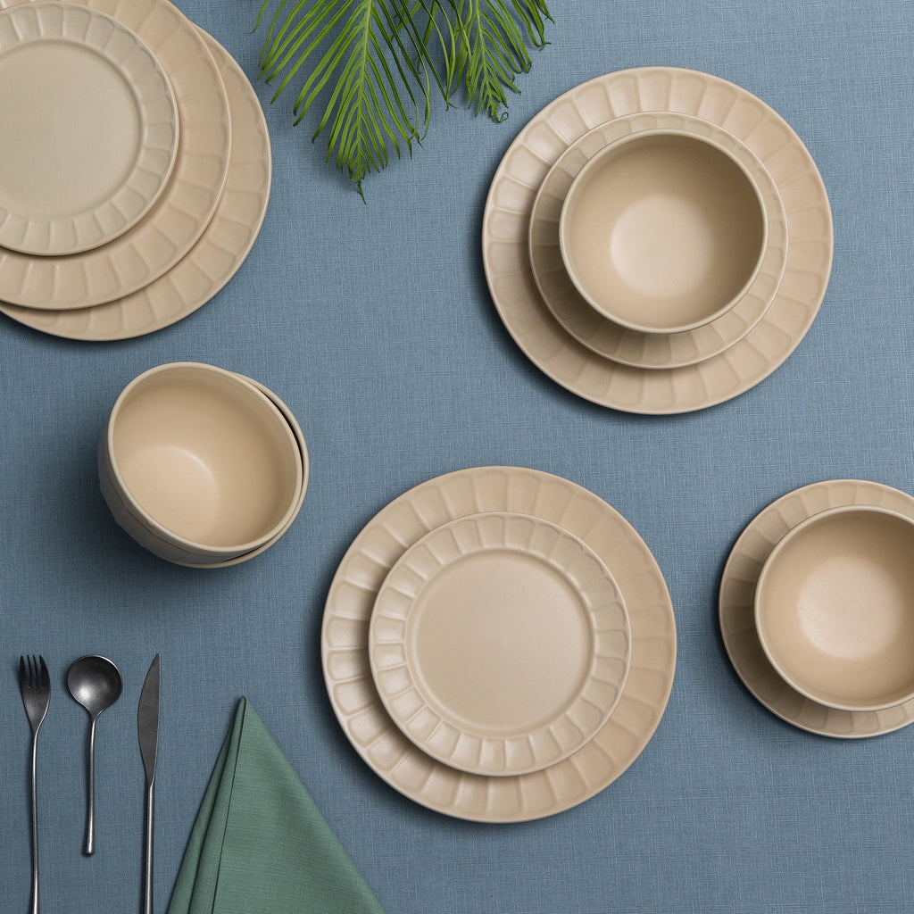 Stoneware Dinnerware Set, 12-piece, Parchment S708